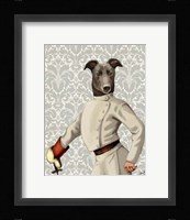 Greyhound Fencer in Cream Portrait Framed Print