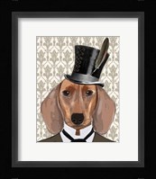 Dachshund Dog With Top Hat Framed Print