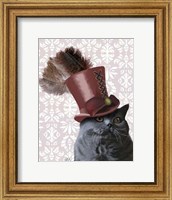 Grey Cat With Steampunk Top Hat Fine Art Print