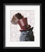 Grey Cat With Steampunk Top Hat Fine Art Print