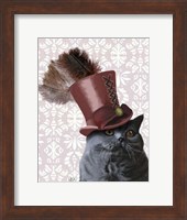Grey Cat With Steampunk Top Hat Fine Art Print