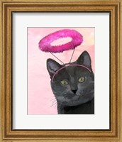 Black Cat With Pink Angel Halo Fine Art Print