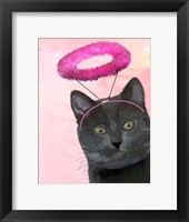 Black Cat With Pink Angel Halo Framed Print