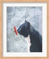 Black Cat Sniffing Flower Fine Art Print
