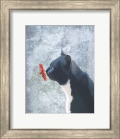 Black Cat Sniffing Flower Fine Art Print