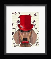 Dachshund With Red Top Hat Framed Print