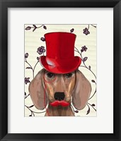 Dachshund With Red Top Hat Fine Art Print
