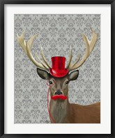 Deer With Red Hat and Moustache Fine Art Print