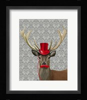 Deer With Red Hat and Moustache Fine Art Print