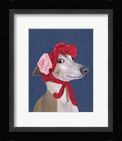 Greyhound with Red Woolly Hat Fine Art Print
