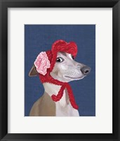 Greyhound with Red Woolly Hat Fine Art Print