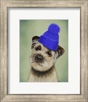 Border Terrier with Blue Bobble Hat Fine Art Print