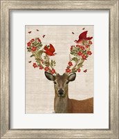 Deer and Love Birds Fine Art Print