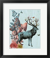 Turquoise Deer in Mushroom Forest Fine Art Print