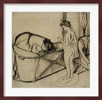 Woman Cleaning a Tub and a Nude, 1908 Fine Art Print