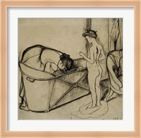 Woman Cleaning a Tub and a Nude, 1908 Fine Art Print