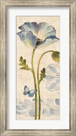 Watercolor Poppies Blue Panel I Fine Art Print
