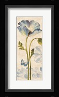 Watercolor Poppies Blue Panel I Framed Print