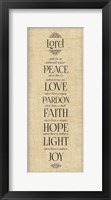 Bible Verse Panel IV (Instrument of Peace) Framed Print