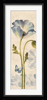 Watercolor Poppies Blue Panel I Framed Print