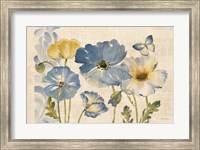 Watercolor Poppies Blue Landscape Fine Art Print