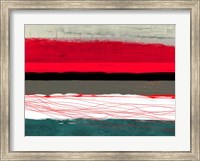 Abstract Stripe Theme Red Grey and White Fine Art Print