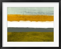 Abstract Stripe Theme Yellow and White Framed Print