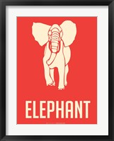 Elephant White Framed Print
