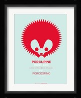 Red Porcupine Multilingual Framed Print