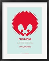 Red Porcupine Multilingual Framed Print