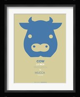 Blue Cow Multilingual Framed Print