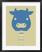 Blue Cow Multilingual Framed Print