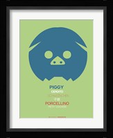 Blue Piggy Multilingual Framed Print