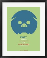 Blue Piggy Multilingual Framed Print