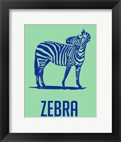 Zebra Blue and Green Fine Art Print