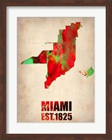 Miami Watercolor Map Fine Art Print