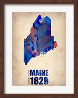 Maine Watercolor Map Fine Art Print