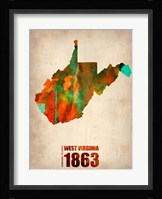 West Virginia Watercolor Map Fine Art Print