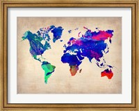 World Watercolor Map 2 Fine Art Print