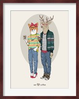 Fox Girl And Deer Boy Hipsters Fine Art Print