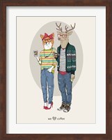 Fox Girl And Deer Boy Hipsters Fine Art Print