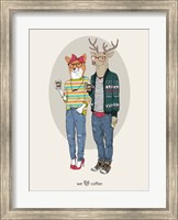 Fox Girl And Deer Boy Hipsters Fine Art Print