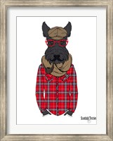 Scottish Terrier In Pin Plaid Shirt Fine Art Print