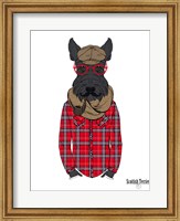 Scottish Terrier In Pin Plaid Shirt Fine Art Print