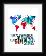 World Map Quote Mahatma Gandi Fine Art Print