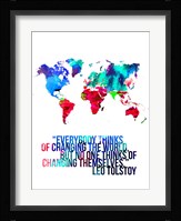 World Map Quote Leo Tolstoy Fine Art Print