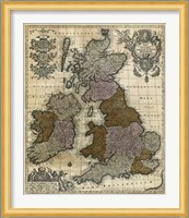 Map of England, Scotland & Ireland Fine Art Print