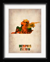 Memphis Watercolor Map Framed Print