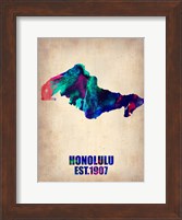 Honolulu Watercolor Map Fine Art Print