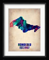 Honolulu Watercolor Map Fine Art Print
